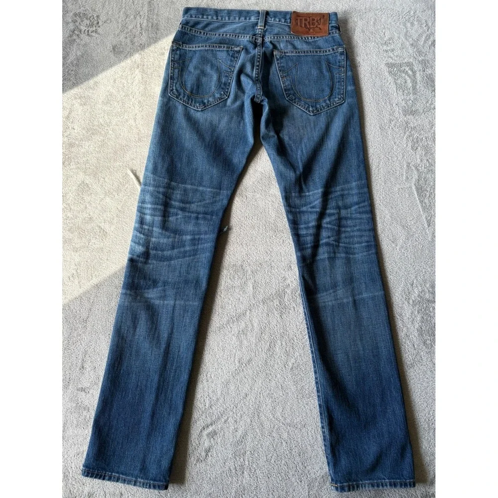 True Religion Mens Rocco Slim Jeans 28 x 32.5 Blue Distressed USA Y2K Skinny